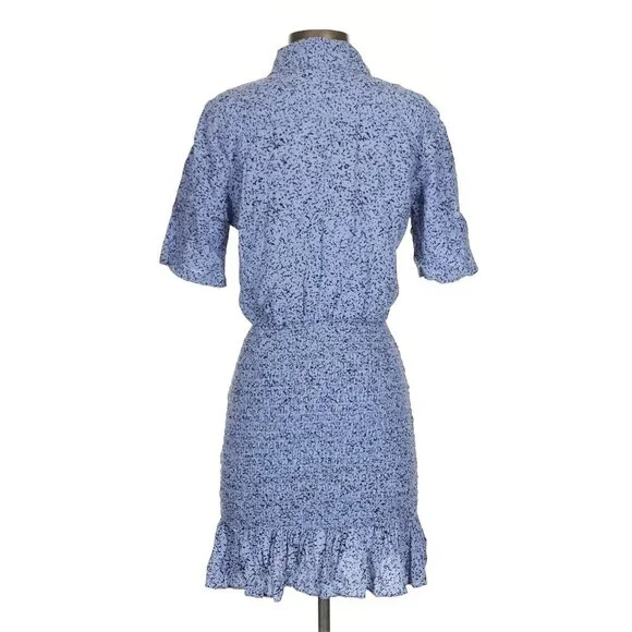 & Other Stories Women's Mini Dress US 4 Purple 100% Viscose Smocked Skirt Collar - Picture 2 of 5